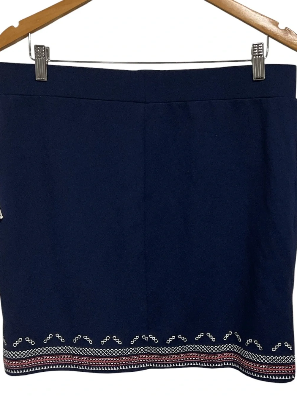NWT Tribal Jeans Navy Embroidered Pull-On Skirt - Size Large